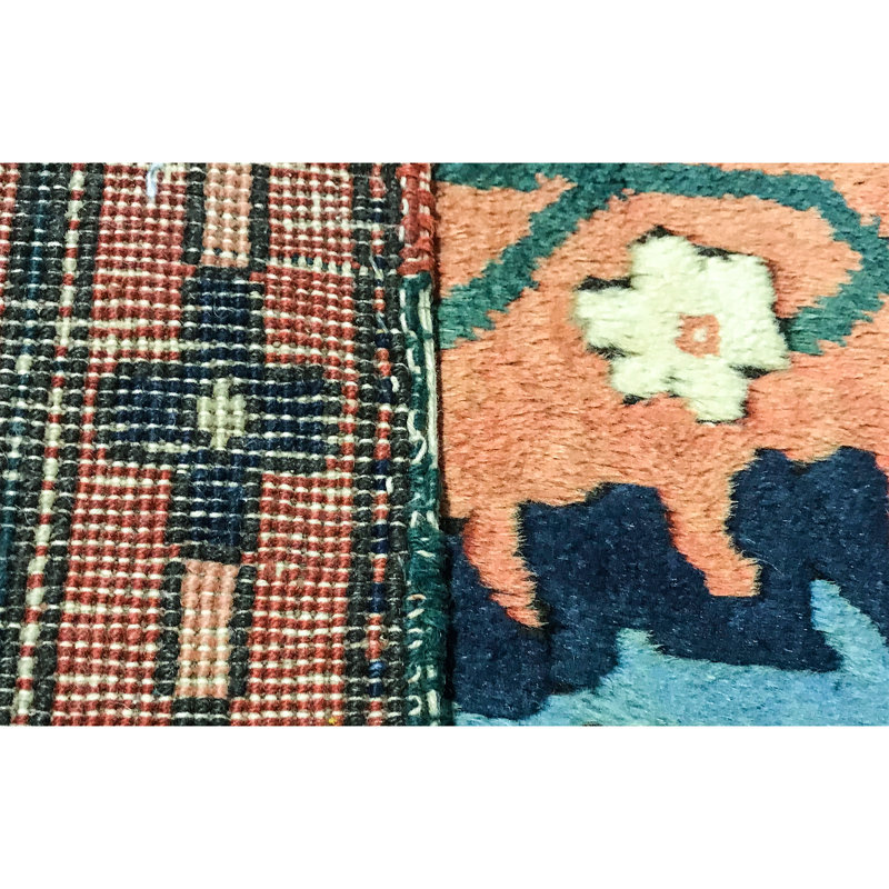 Hand-Knotted High-Quality Rust and Green Area Rug
