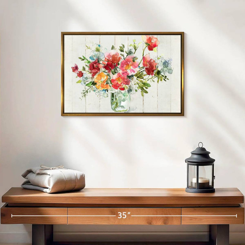 My Summer Garden I, Cadre flottant doré, 19 po x 13 po