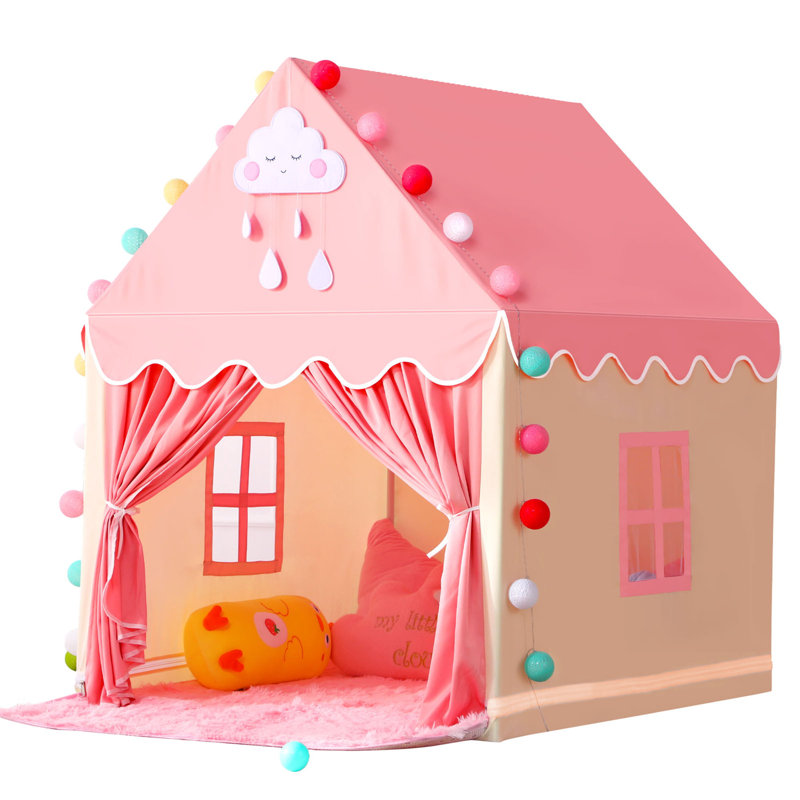 Princess Castle Pink Canvas Indoor Play Tent for Kids