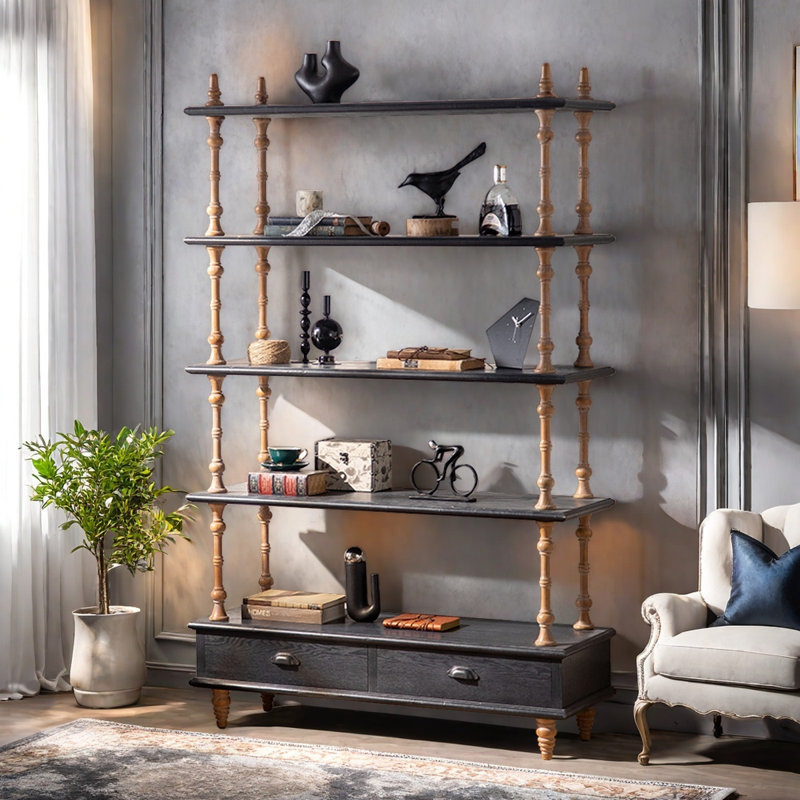 Roman Column Design Mid-century Standing Bookcase