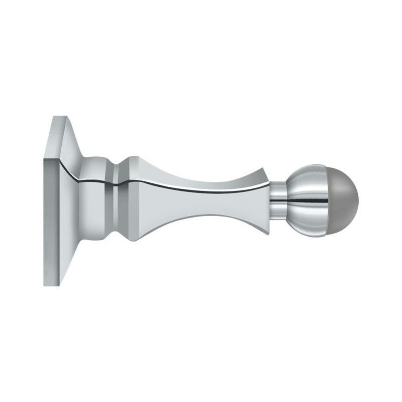 Pare-chocs de porte de plinthe 3 1/2 "Deltana, HDH, laiton massif chromé poli, Chrome poli