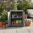 Potting Bench, Gray Hemlock Wood With Metal Table And Storage, Design, Adjustable Footpad, Ideal For Yards, Porches