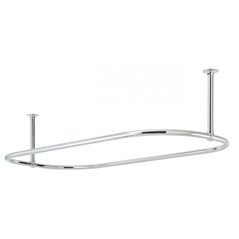 29.5" Oval Fixed Shower Curtain Enclosure, Polished Brass