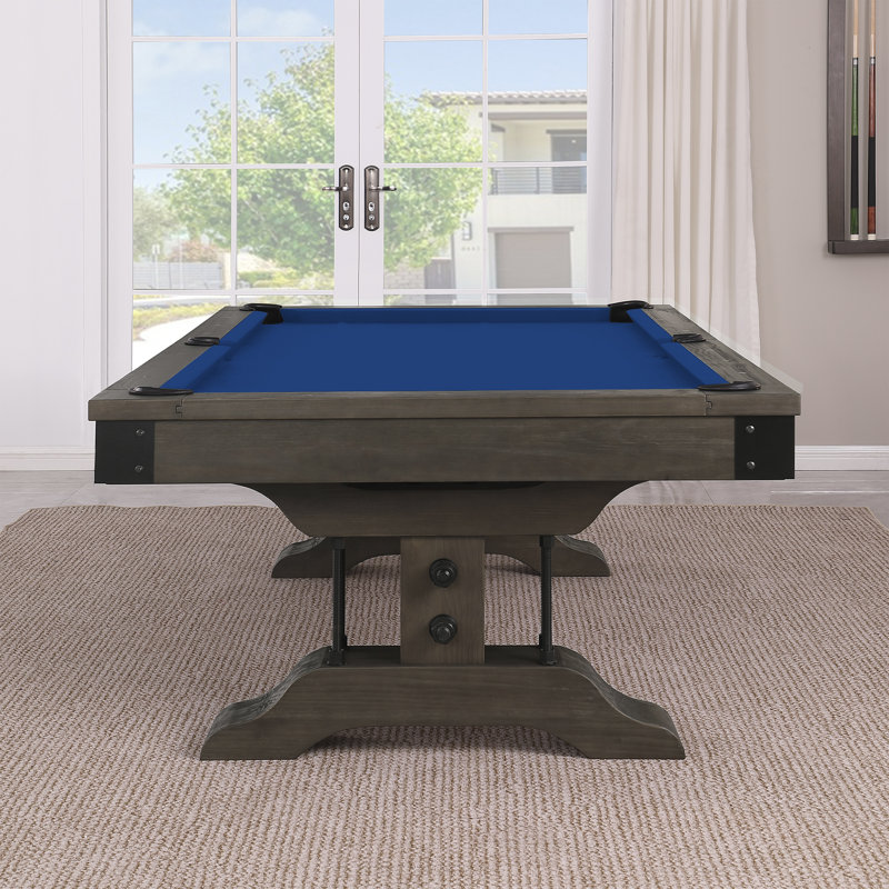 Table de billard Manchester, Bleu royal, Non, Brun patiné