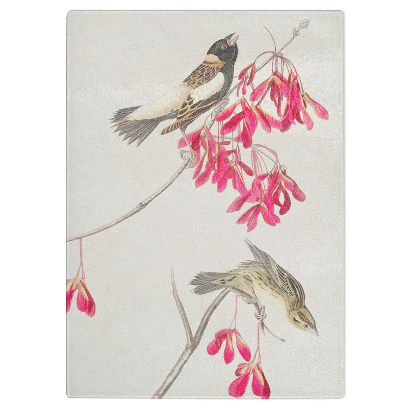 Tempered Glass Rice Birds by John James Audubon Chopping Board, 20 cm W x 28.5 cm L