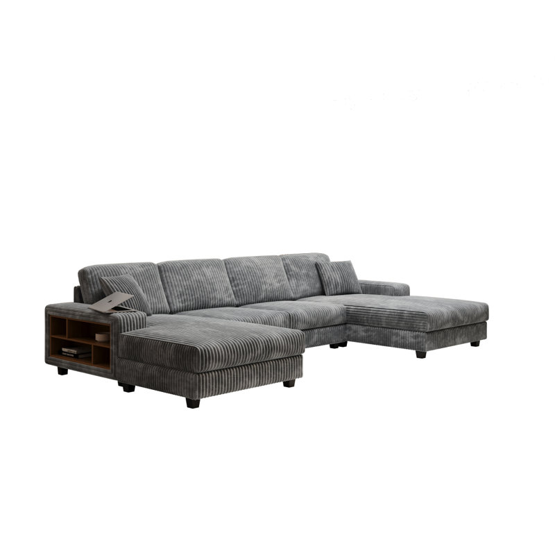 Canapé convertible polyvalent pour salon moderne, confortable et élégant, Dark Grey Corduroy