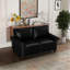 Canapé noir en similicuir pour le salon - Canapé modulaire 2 + 3 avec rangement, revêtement et pieds en métal, rangement suffisant, cuir, structure stable, siège agréable-188339195