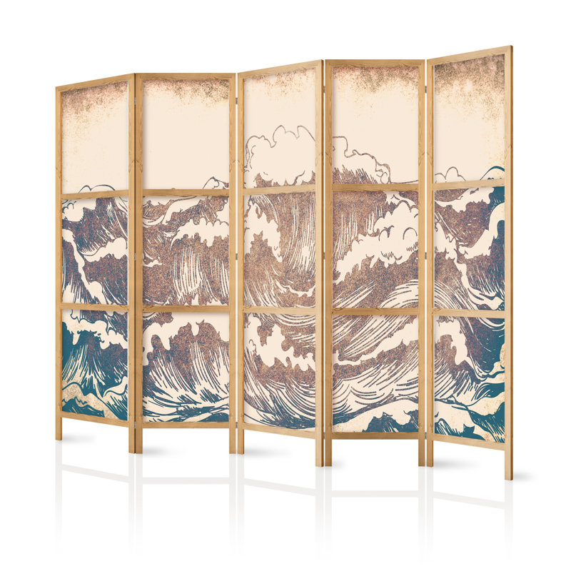 171cm H Solid Wood Folding Room Divider, 171cm H x 225cm W x 1.2cm D