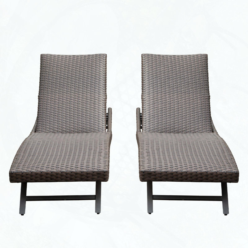 Chaise longue d'extérieur en osier 2 pièces