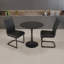 Table de salle à manger 31,5 "circulaire, table de salle à manger Tulip, table de salle à manger pour 2 à 4 personnes, plateau et base en panneau de fibres à densité moyenne et ensemble de 2 chaises en métal