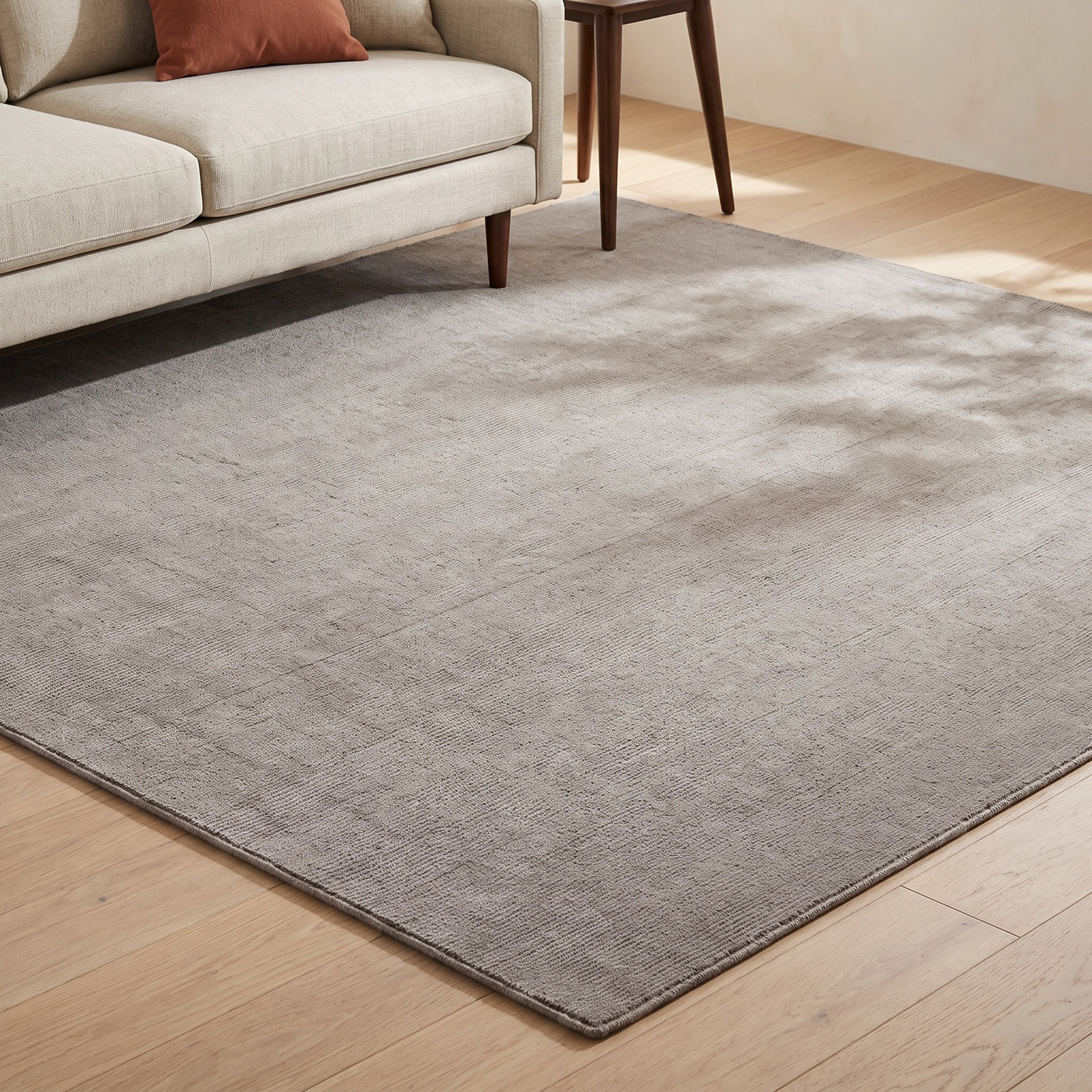 Crowe Dark Gray Hand-Loomed Striped Wool Rug, Square 8'