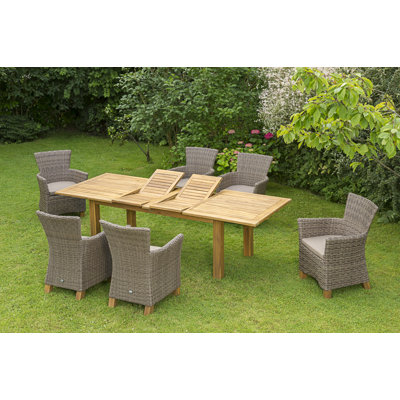 Irby 8 - Person Acacia Wicker Patio Dining Set with Rectangular Table , Cushions Included