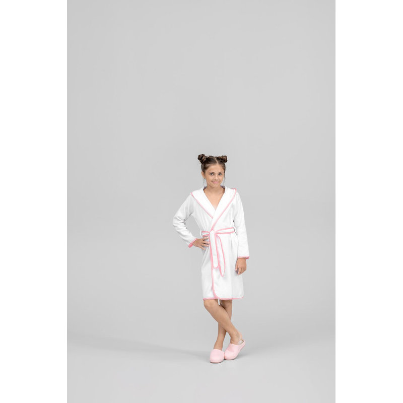 Tracy Cotton Terry Cloth Gender Neutral  Above Knee Bathrobe with Hood, XS