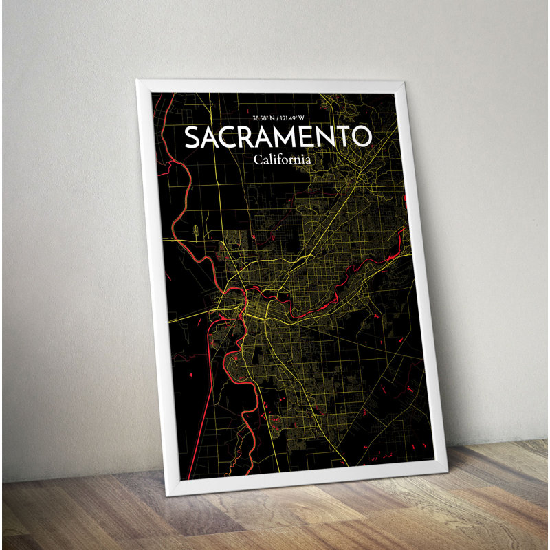 Sacramento City Map - No Frame Print, 70cm H x 50cm W x 0.13cm D