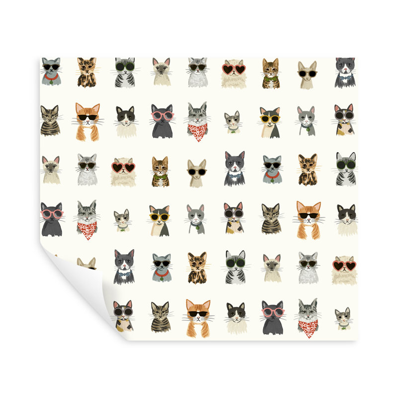 Cool Cats Peel & Stick Wallpaper Roll, Multi White
