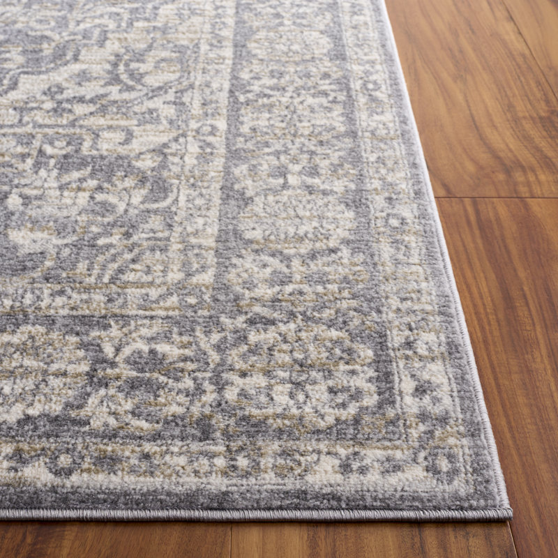 Tapis oriental gris clair / ivoire Amyrose, Rectangle 3 pi x 5 pi, Light Grey/Ivory