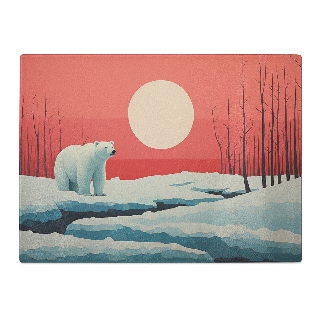 Polar Bear Minimalism No.2  Glass Chopping Board
