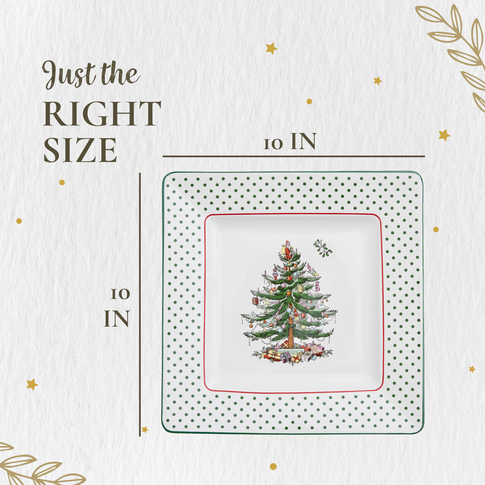Christmas Tree Polka Dot Square Platter
