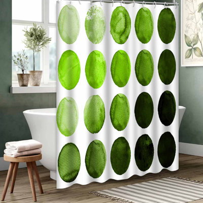 Rideau de douche vert imperméable, rideaux de douche pour la salle de bain avec 12 crochets
