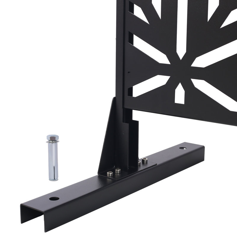 Paravent en métal noir H 76 po x l 76 po pour espaces multiples. Clôture de balcon de patio autoportante. Fabrication. Polyvalent pour la zone de foyer de jardin de pelouse. Ensemble d'installation facile pour terrasse, patio