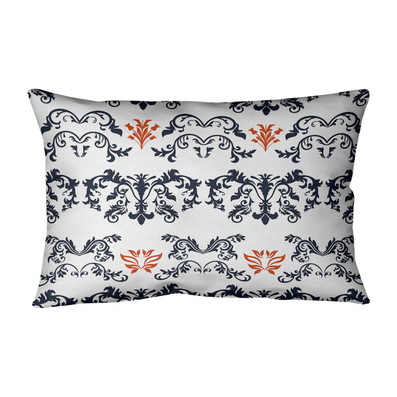 Housse de coussin rectangulaire et insert Chicago Football Baroque, Blanc / noir / orange, Polyester filé