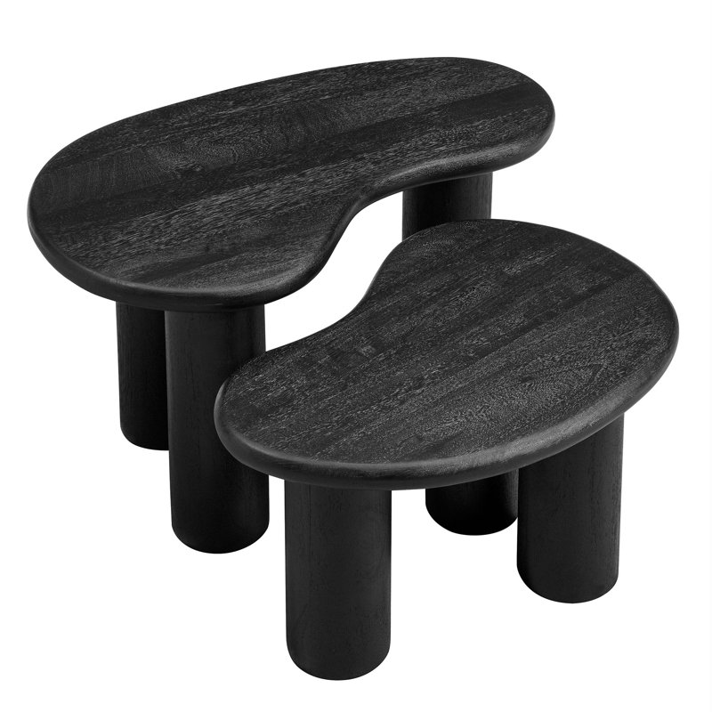 Hackney Mango Wood Nesting Coffee Table Set, Black