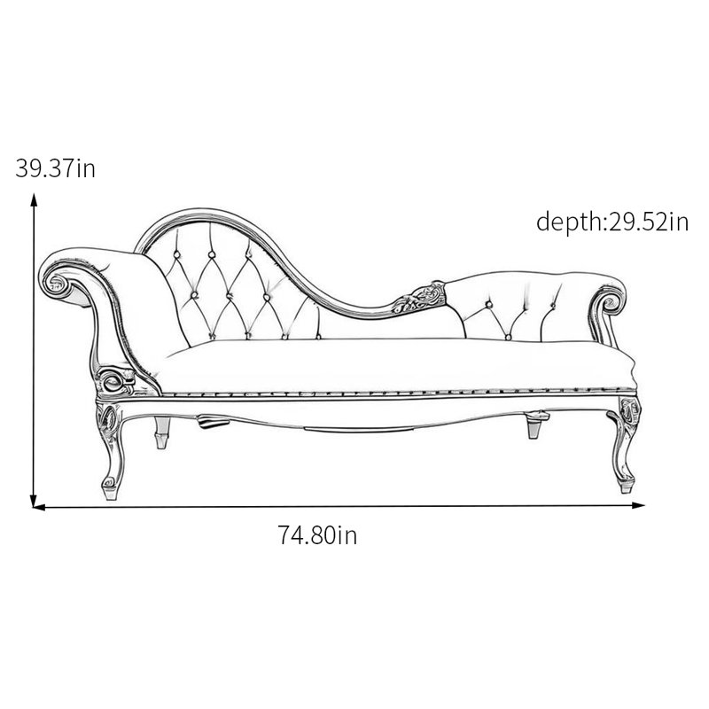 Chaise longue - Structure en bois massif confortable, Rouge, Orienté à gauche (vu de face), Doré
