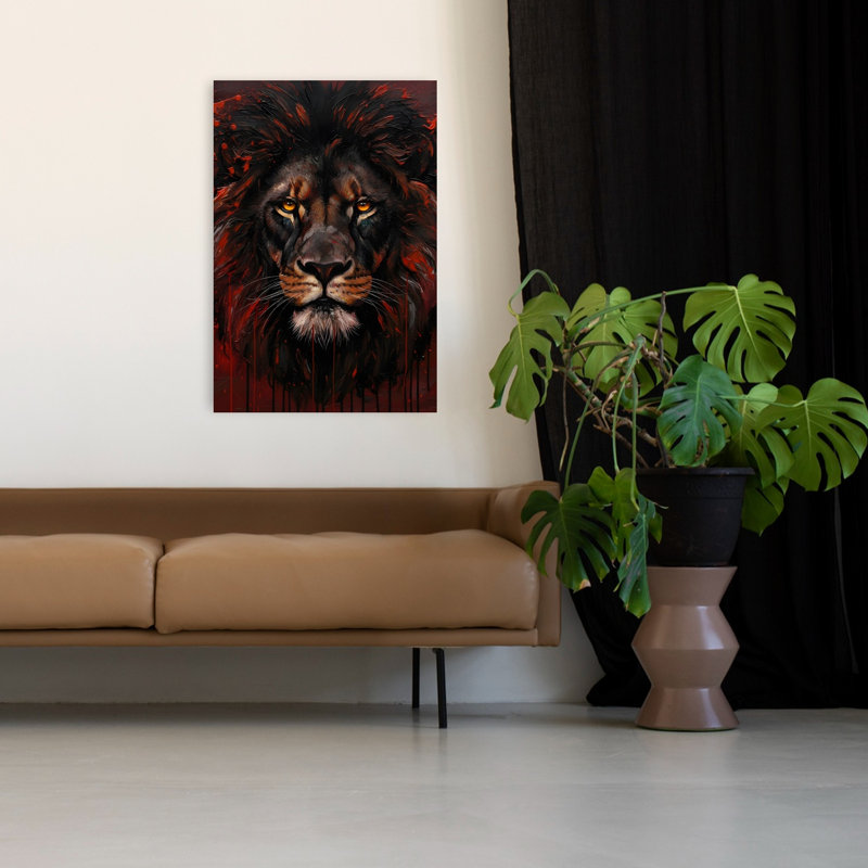 Reproduction d'art mural Wildfire Lion, H 48 po x l 32 po