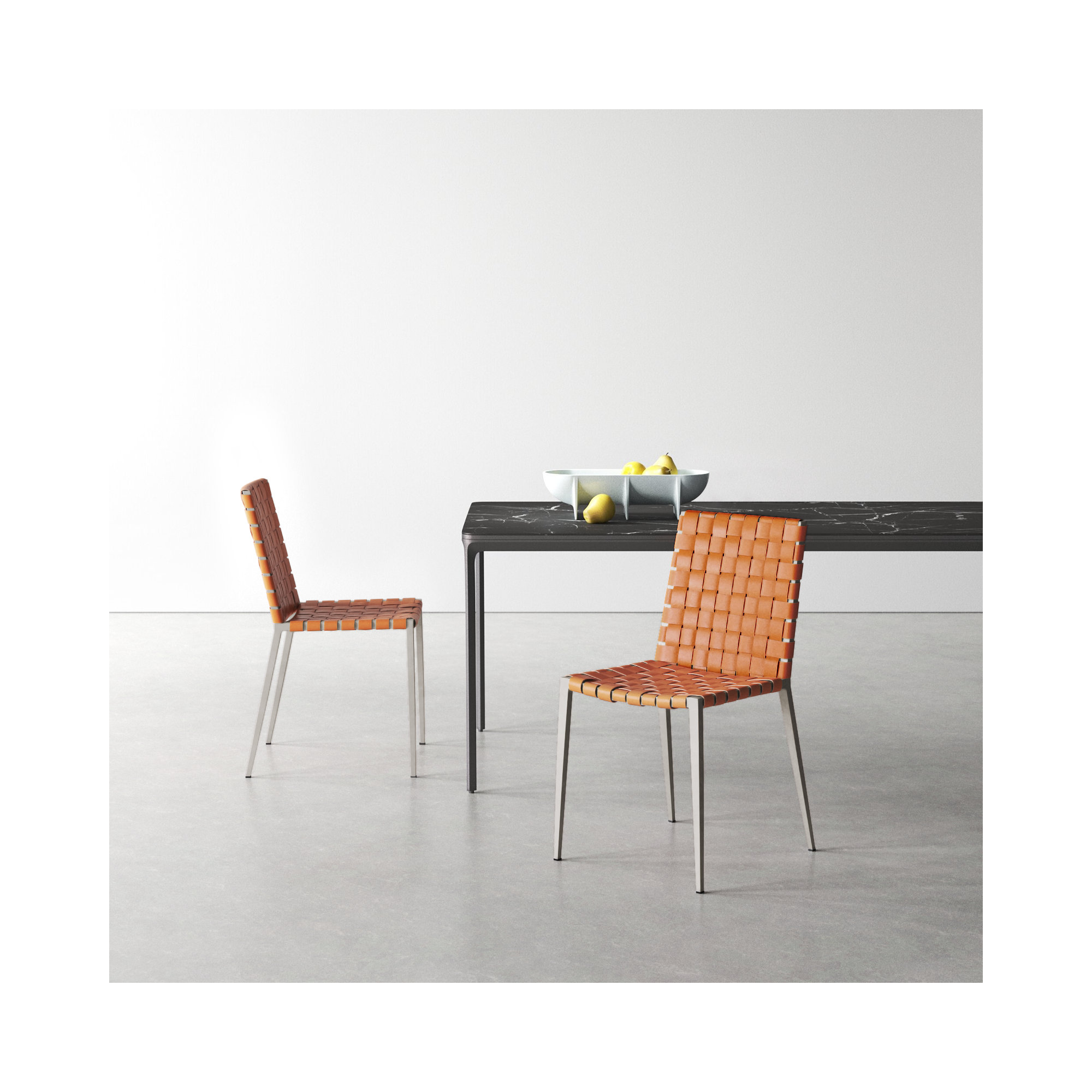 Brett Leather Upholstered Side Chair, Brown, White