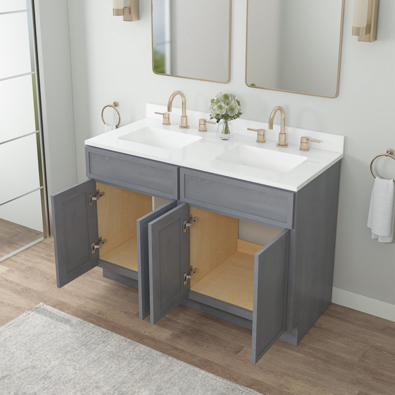 Base de meuble-lavabo double 48 po seulement, Argent argent