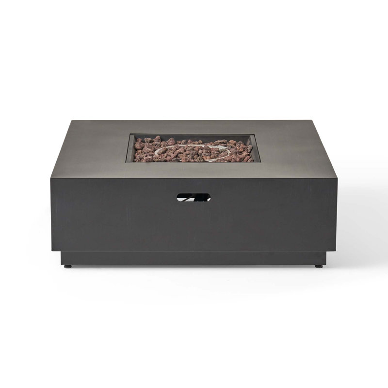 Square Iron Fire Pit-50 000 Btu, Dark Gray