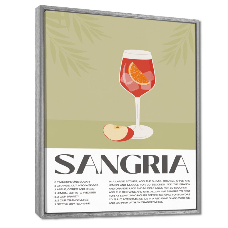 Reproduction d'art murale rouge sangria 5 A 7 - cocktails, Cadre photo noir simple, H 20 po x l 12 po