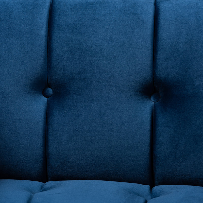 Fauteuil en velours capitonné de 36,2 po de large Belva, Bleu marine