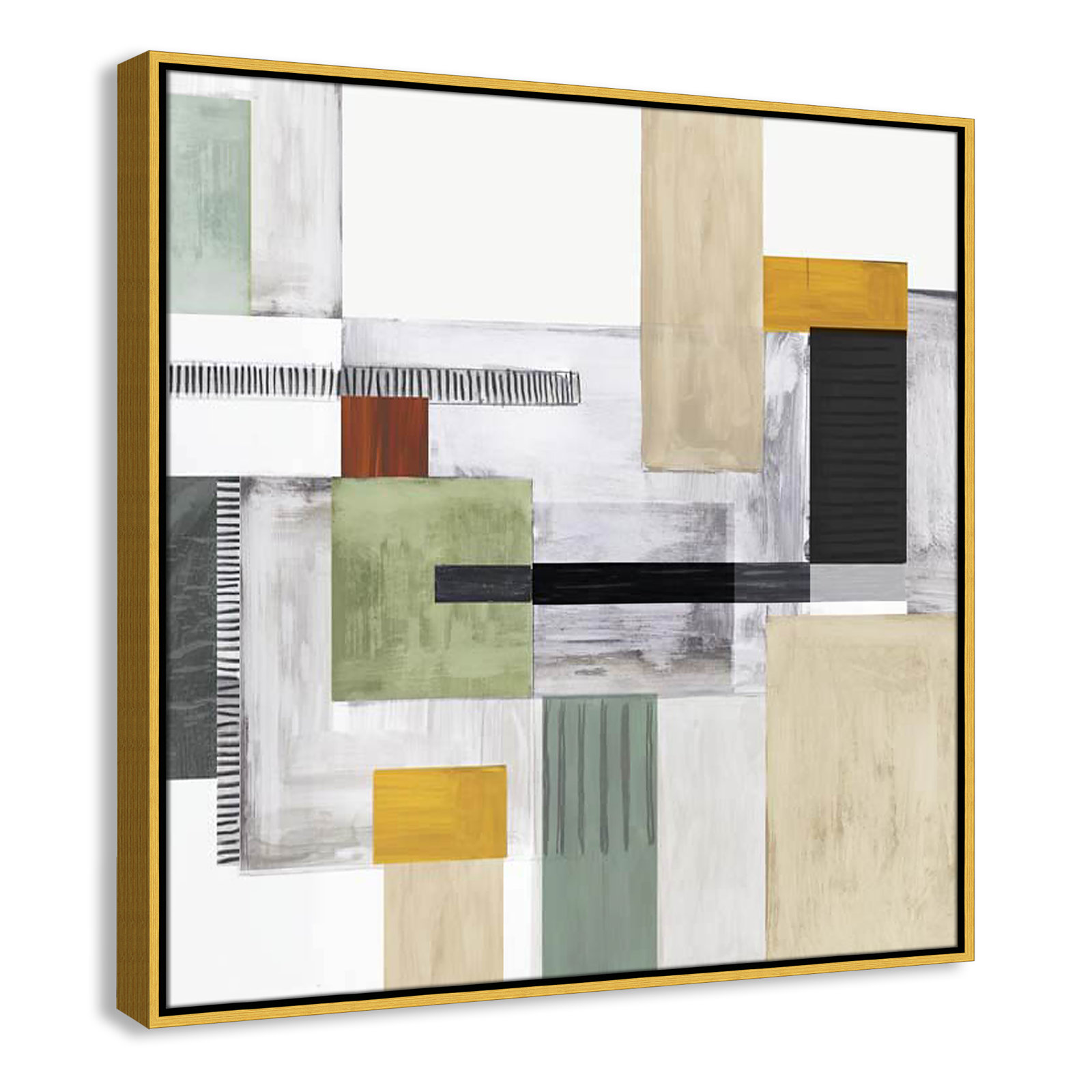 Playful Blocks Print, 31.5" H x 31.5" W x 2" D, Gold Floater Framed