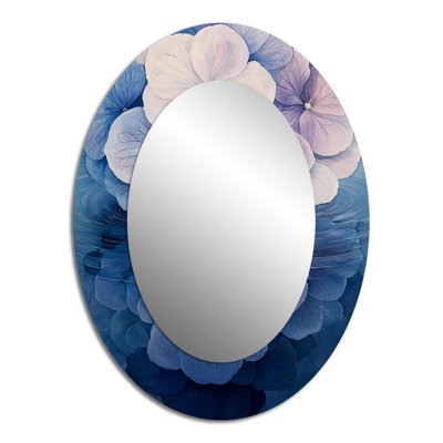 Hydrangea Ripple Effect - Large Oval Wall Mirror On Metal