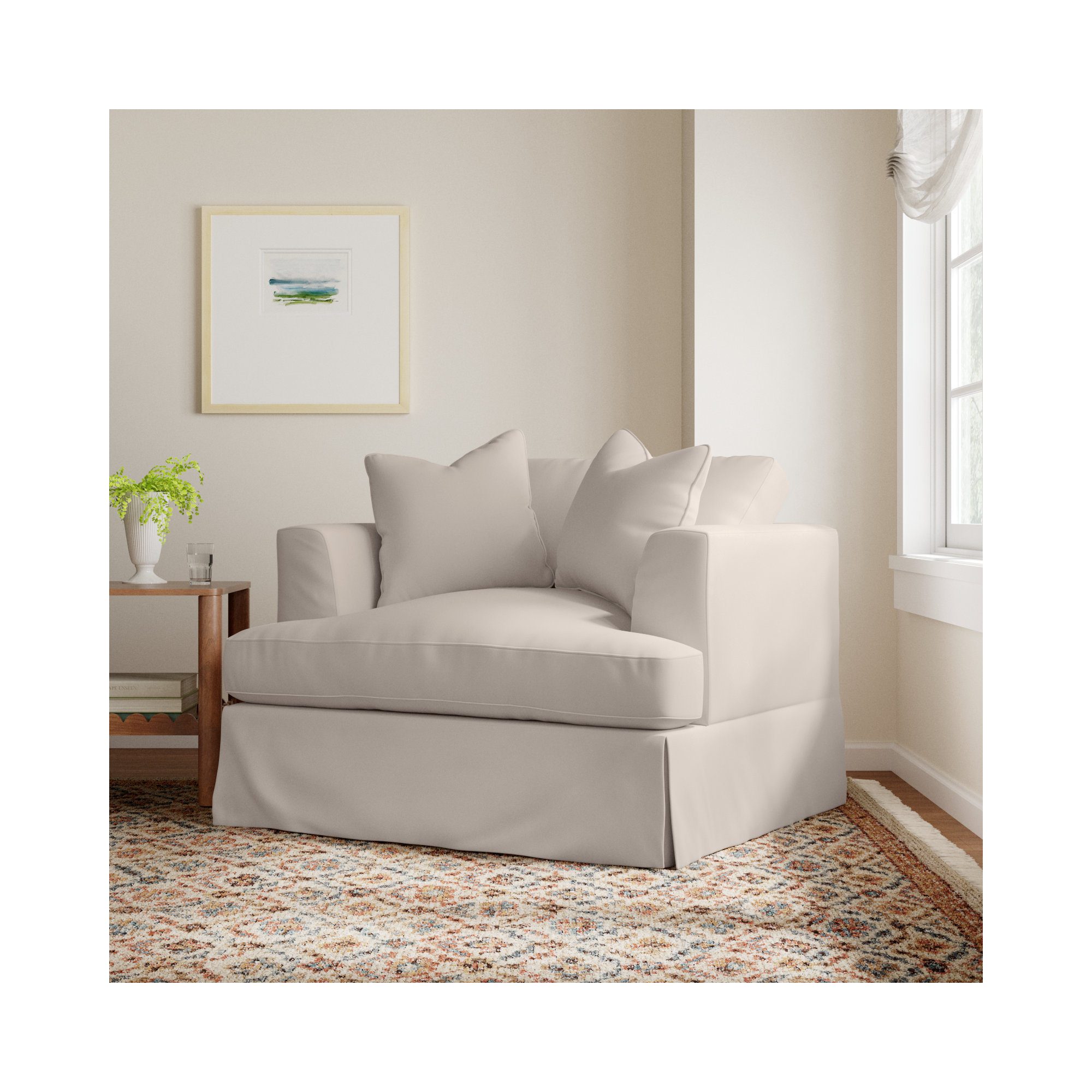 Lucia Upholstered Armchair, Canvas Canvas Sunbrella® Canvas