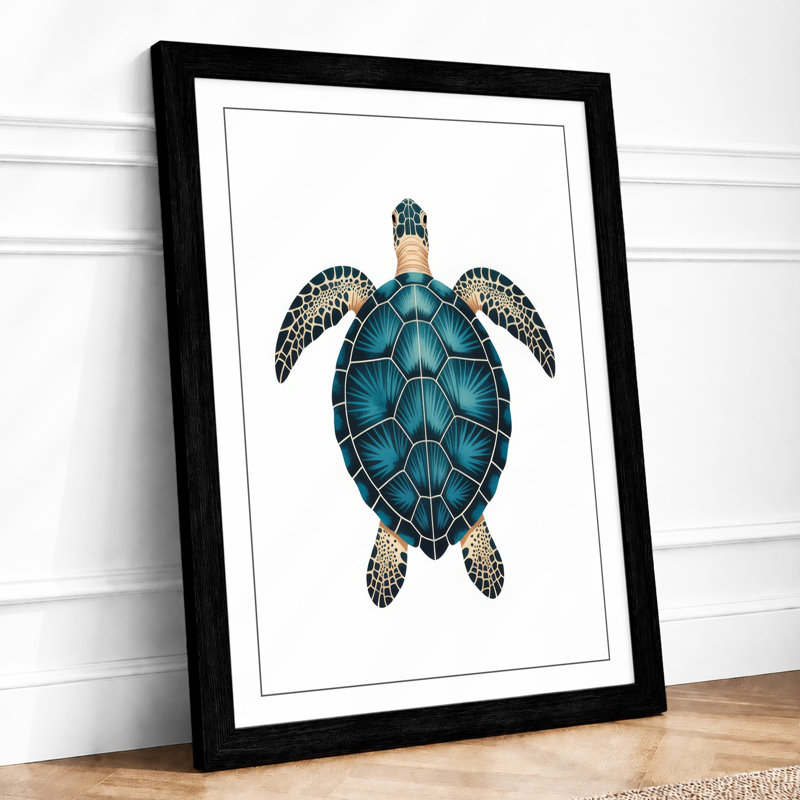 Turtle Geometric - Framed Print, A2 - 59.4 x 42.0 cm, Black