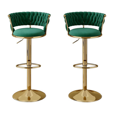 Ensemble de 2 tabourets de bar réglables en fer et en cuir PU