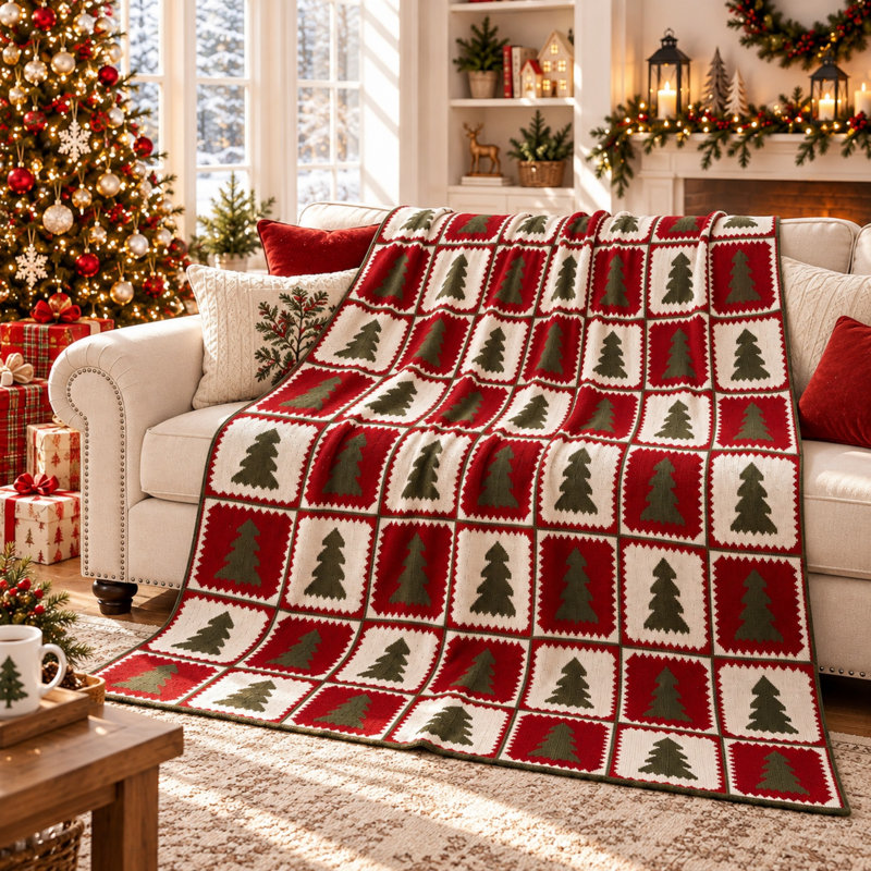 Jeté 50 x 60 po Christmas Tree