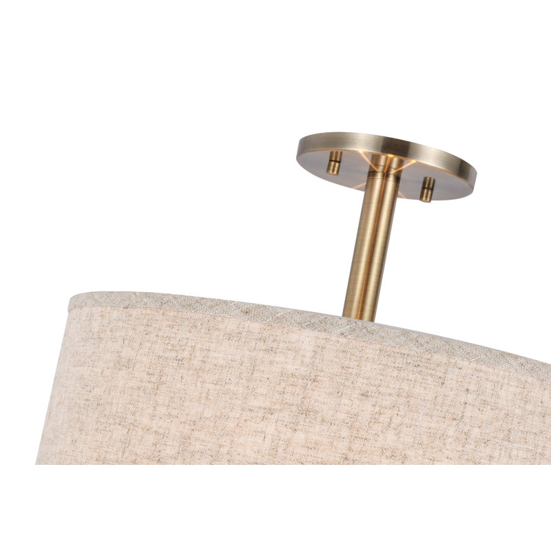 Smeralda Semi Flush Mount, White, Brass, Medium, 7"H x 15"W x 15"D