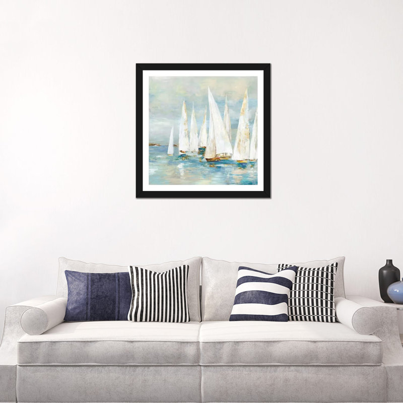 Voiliers blancs de Allison Pearce, reproduction d’art, Blanc, H 24 po x l 24 po x P 1 po, Papier encadré noir