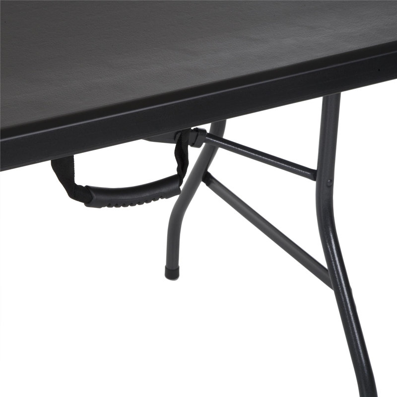 Black 8 ft Fold-in-Half Banquet Table with Handle