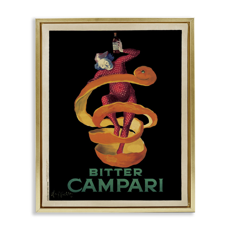 «Orange Peel Compari», art mural encadré noir sur toile flottante, design par Marcello Nizzoli, 21" H x 17" W