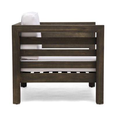 Wood Club Chair With Stain- And Waterproof Cushions Seat Padding