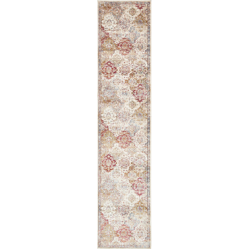 Tapis beige tissé à la machine Koury, Tapis de couloir 2 pi 7 po x 12 pi 2 po