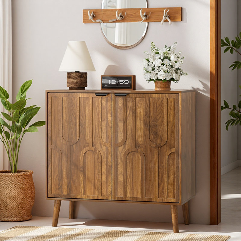 Buffet avec rangement, buffet de style campagnard avec trombone, meuble-bar en bois pour la cuisine