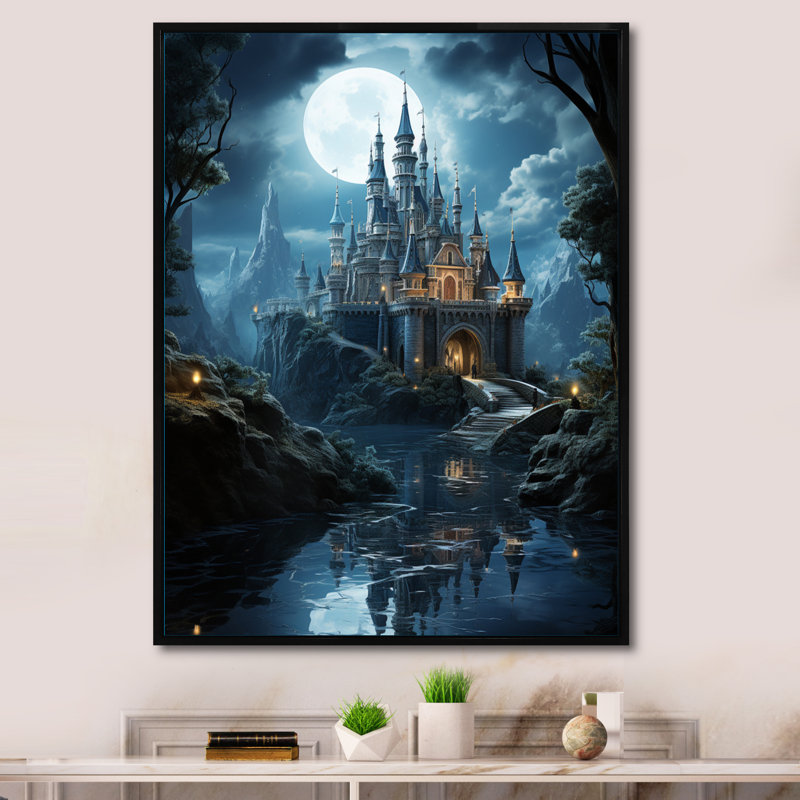 Krell Castles Enchanted Twilight I, reproduction d'art sur toile, Cadre flottant noir, H 32 po x l 16 po x P 1 po