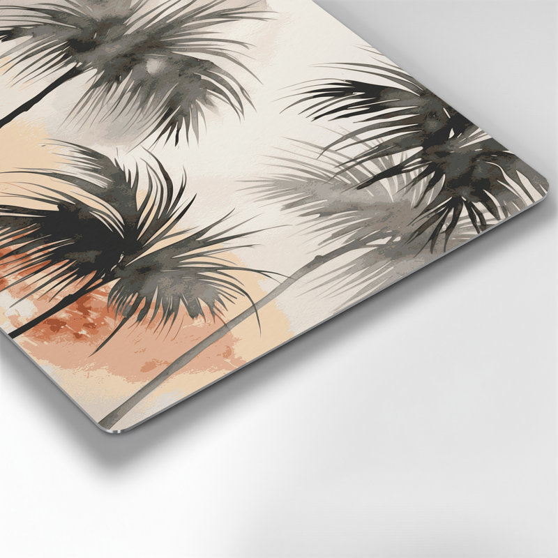 «Hawaiian Minimalist Palms», art mural en métal beige, H 20 po x l 30 po