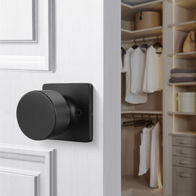 Matte Black Dummy Door Knobs No-Function, Door Knobs for Handle, Closet Door Knob Pull/Handle Function for Pantry/French Doors 1 Pack, 2 pieces