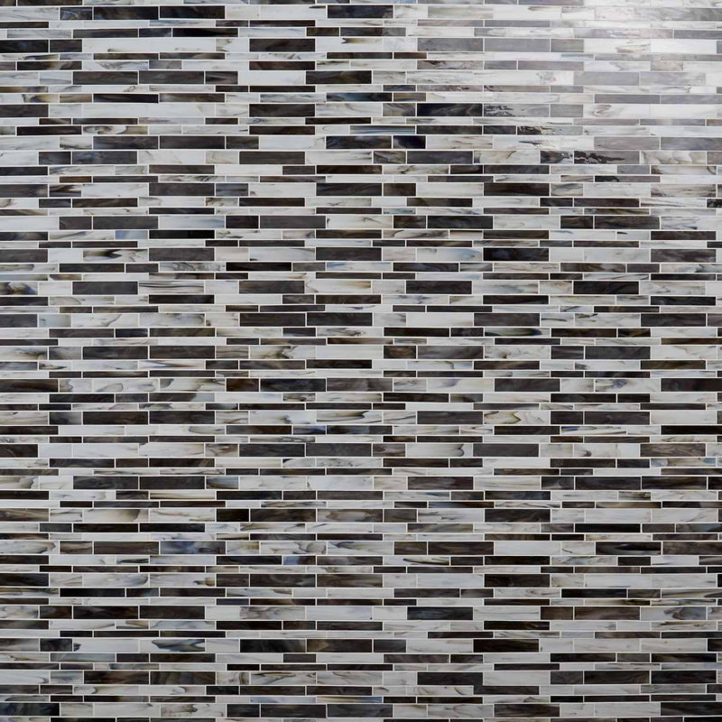 Matchstix 11x11 Brick Polished Glass Mosaic Tile, Rainstorm